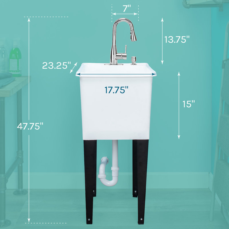 UtilitySink 17.75'' L x 23.25'' W Free Standing Laundry Sink with